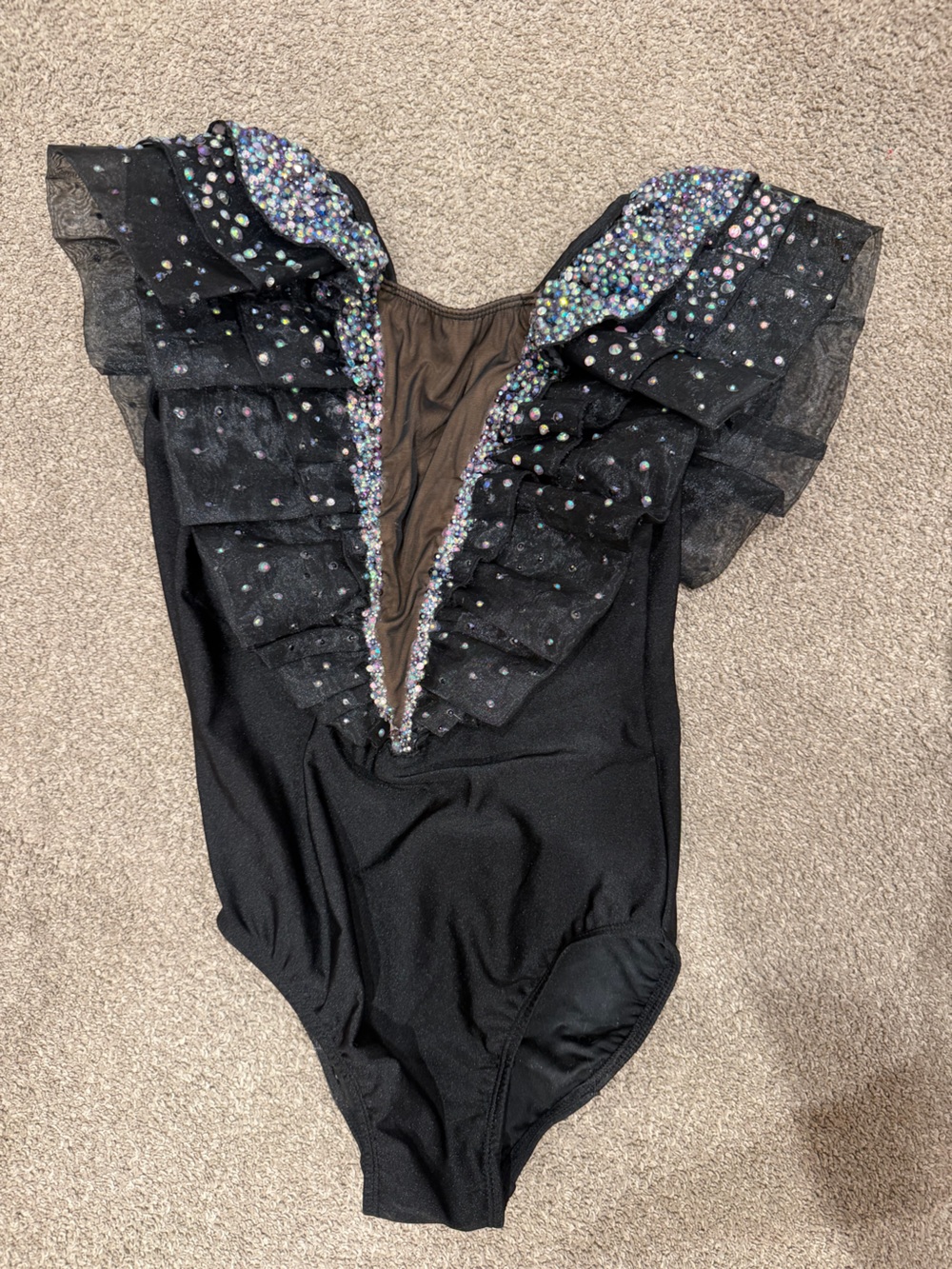 Black Jazz costume. Lots of crystals! Size 8-10